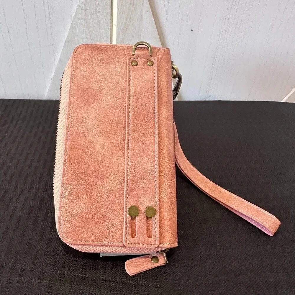 Pola Dusty Pink Leather Wristlet/Wallet
